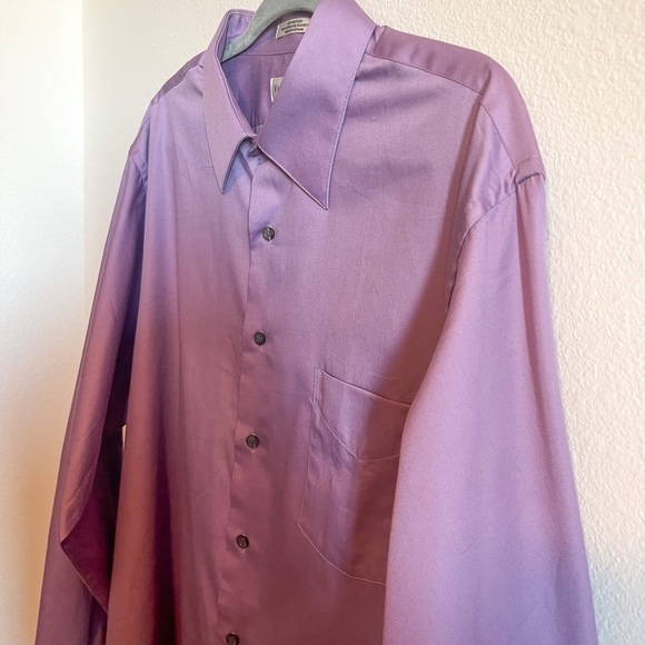 Van Heusen Big Fit Stretch Flex Wrinkle Free Dress Shirt Lavender - Picture 5 of 15